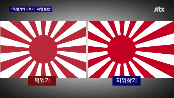 JTBC 뉴스룸 1-8 screenshot (4).png 욱일기와 다르다 국방부 해명 논란...news