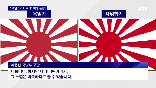 JTBC 뉴스룸 1-13 screenshot (1).png 욱일기와 다르다 국방부 해명 논란...news