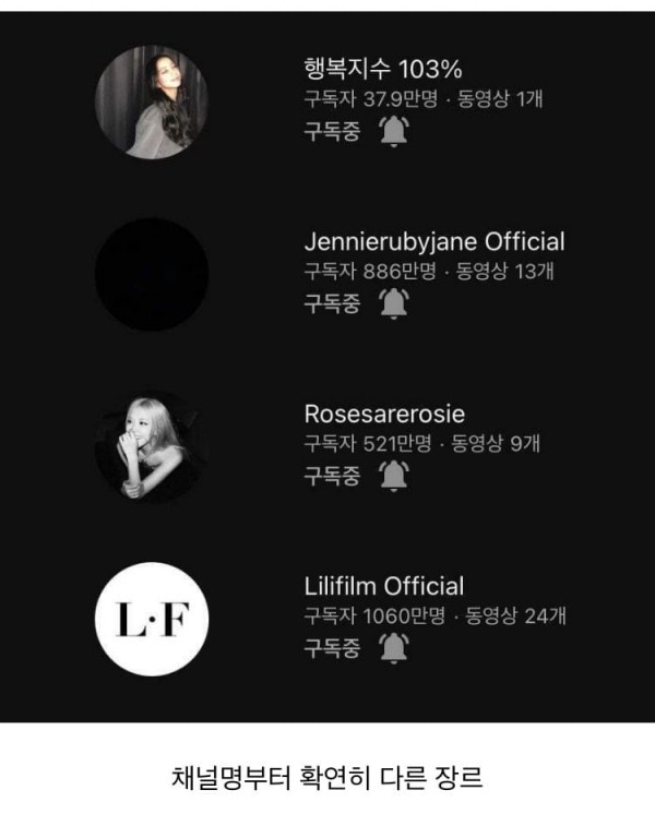 다른 멤버들과는 결이 다른 블랙핑크 지수 유튜브 특징.jpg